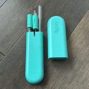 FINAL TOUCH GoSip Glass Reusable Straws Mint Green, Travel Purse Office Kitchen